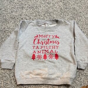 Gray Christmas Sweatshirt with Red Print